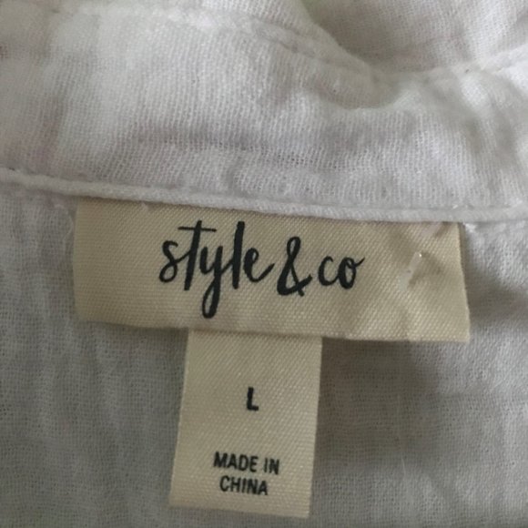Style & Co Women's White Front-tie Blouse NWOT - Picture 3 of 7